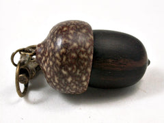 LV-3293 African Blackwood & Betelnut Acorn Pendant Box, Charm, Pill Holder-SCREW CAP
