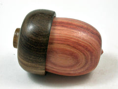 LV-3379 Tulipwood & Black Chacate Acorn Jewelry Box, Pill Box, Trinket Box-SCREW CAP
