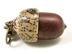 LV-3271 Logwood burl & Yollilo Palm Nut Acorn Pendant Box, Charm, Pill Holder-SCREW CAP