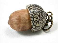 LV-3284  Japanese Sugi & Betel Nut Acorn Pendant Box, Keychain, Pill Fob-SCREW CAP