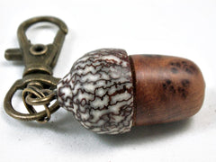 LV-3436 Morrocan Thuya Burl & Betelnut Acorn Pendant Box, Charm, Pill Holder-SCREW CAP