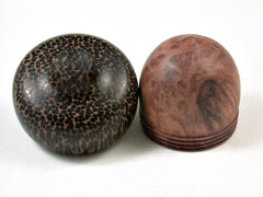 LV-2992 Redwood Burl & Black Palm Acorn Pill Box, Engagement Ring Box-SCREW CAP