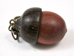 LV-2797 Pernambuco & Black Palm Acorn Pendant Box, Pill Fob, Secret Compartment-SCREW CAP