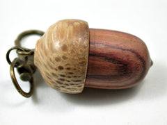 LV-3035 Tulipwood & Royal Palm Acorn Box, Pill Holder, Compartment Pendant-SCREW CAP