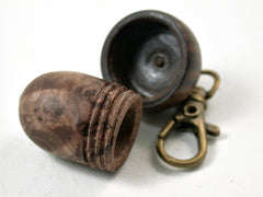 LV-3164 Papaturro Burl & Lignum Vitae Acorn Box, Pill Holder, Compartment Pendant-SCREW CAP