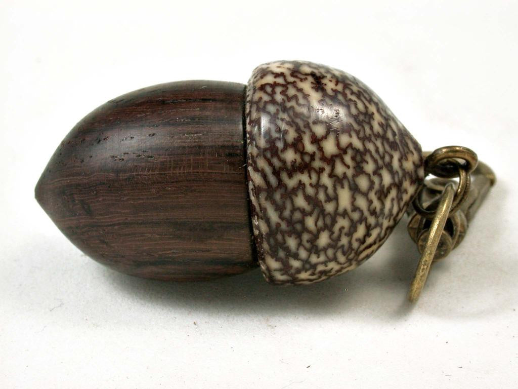 LV-3055 Rosewood & Betelnut Acorn Box, Pill Holder, Compartment Pendant-SCREW CAP