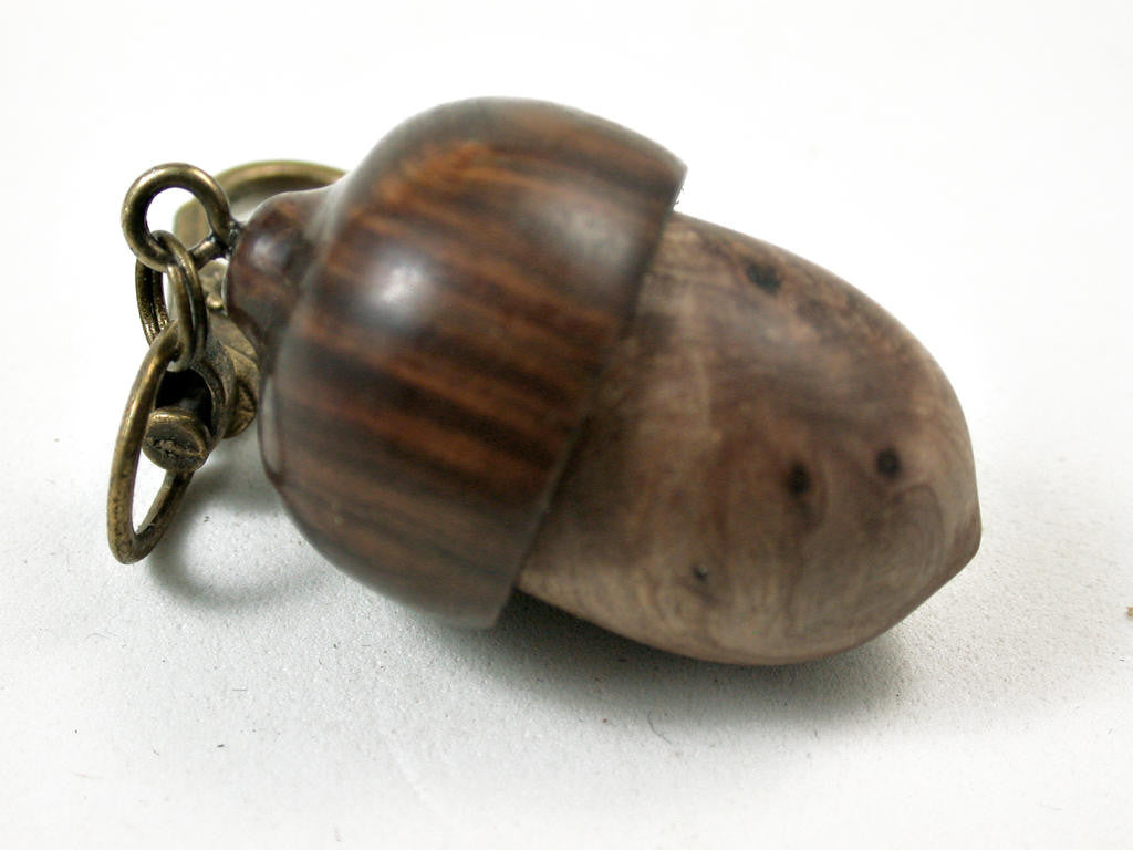 LV-3164 Papaturro Burl & Lignum Vitae Acorn Box, Pill Holder, Compartment Pendant-SCREW CAP