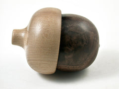 LV-3159 Black Walnut Burl & Bay Laurel Acorn Pill Box, Jewelry, Engagement Ring Box-SCREW CAP