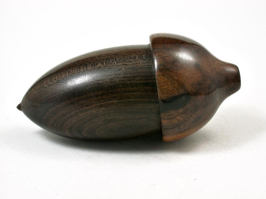 LV-2763 Black Chacate & Greenheart Acorn Jewelry, Ring Box, Pill Box-SCREW CAP