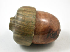 LV-3134 Camphor Burl & Verawood Acorn Pill Box, Jewelry, Engagement Ring Box-SCREW CAP