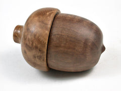 LV-2970 Curly Pyinma & Brown Malle Burl Wooden Acorn Jewelry, Ring Box, Pill Box-SCREW CAP