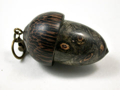 LV-3063 Buckeye Burl & Black Palm Acorn Box, Pill Holder, Compartment Pendant-SCREW CAP