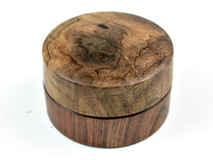 LV-2958 Redbud Burl & Tamboti Flat Pill Box, Snuff Box, Ring Holder, Trinket Box-SCREW CAP