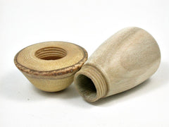 LV-2641 Holly & Wisteria Wooden Mushroom Threaded Box, Urn-SCREW CAP