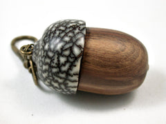 LV-3109 Mt. Mahogany & Betelnut Acorn Box, Pill Holder, Compartment Pendant-SCREW CAP