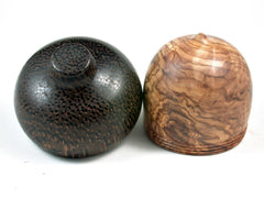 LV-2968 Olive Burl & Black Palm Wooden Acorn Jewelry, Ring Box, Pill Box-SCREW CAP