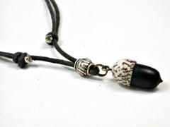 LV-2660 Gabon Ebony & Manila Palm Nut Pendant Necklace, Memorial Jewelry -SCREW CAP