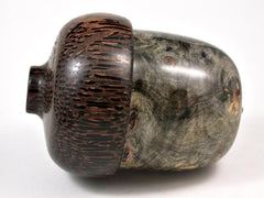 LV-2987 Buckeye Burl & Black Palm Large Acorn Pill Box, Jewelry Box, Keepsake-SCREW CAP