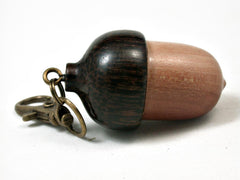 LV-2808 Manzanita Burl & Black Palm Acorn Pendant Box, Pill Fob, Charm-SCREW CAP