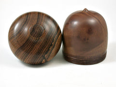 LV-2989 Camphor Burl & Bocote Acorn Pill Box, Jewelry Box, Keepsake-SCREW CAP