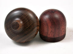 LV-3019 Padauk & Tamboti Acorn Wooden Pill Holder, Ring Box, -SCREW CAP