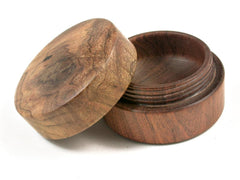 LV-2958 Redbud Burl & Tamboti Flat Pill Box, Snuff Box, Ring Holder, Trinket Box-SCREW CAP