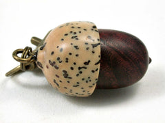 LV-3057 Logwood Burl & Palm Nut Acorn Box, Pill Holder, Compartment Pendant-SCREW CAP