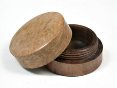 LV-2957 Brown Malle Burl & Acacia Flat Pill Box, Ring Holder, Jewelry Box-SCREW CAP