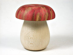 LV-3030 Holly & Flamed Box Elder Wooden Mushroom Trinket Box, Pill, Jewelry Box-THREADED