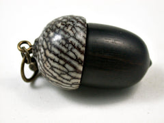 LV-3117 Mun Ebony & Betelnut Acorn Box, Pill Holder, Compartment Pendant-SCREW CAP