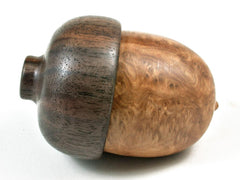 LV-2969 Brown Mallee Burl & Black Walnut Wooden Acorn Jewelry, Ring Box, Pill Box-SCREW CAP