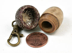 LV-2965 Oxhorn Bucida Burl & Betelnut Acorn Box, Pill Holder, Memorial Pendant-SCREW CAP