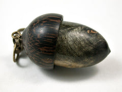 LV-3063 Buckeye Burl & Black Palm Acorn Box, Pill Holder, Compartment Pendant-SCREW CAP