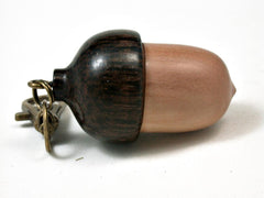 LV-2808 Manzanita Burl & Black Palm Acorn Pendant Box, Pill Fob, Charm-SCREW CAP