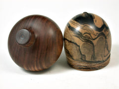 LV-2750 Black n White Ebony & Lignum Vitae Acorn Jewelry Box, Pill Box, Trinket Box-SCREW CAP