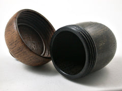 LV-3169 Ancient English Bog Oak & Brown Oak Wooden Acorn Box, Jewelry Box-SCREW CAP