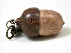 LV-2874 Sycamore Burl & Brown Ebony Acorn Pendant Box, Pill Fob, Charm-SCREW CAP