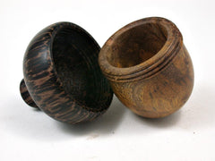 LV-2261 Nargusta Burl & Black Palm Acorn Jewelry, Ring Box, Pill Box, Trinket Box-SCREW CAP