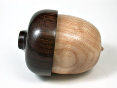 LV-2740 Maple Burl & Burmese Blackwood Acorn Jewelry, Ring Box, Pill Box-SCREW CAP