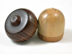 LV-3043 Feench Boxwood & Tamboti Acorn Pill Box, Jewelry, Engagement Ring Box-SCREW CAP