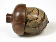 LV-2750 Black n White Ebony & Lignum Vitae Acorn Jewelry Box, Pill Box, Trinket Box-SCREW CAP