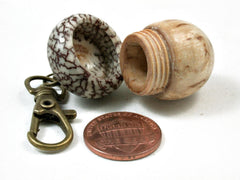 LV-3012 Masur Birch and Betel Nut Acorn Key Fob, Pill Holder, Memorial Pendant-SCREW CAP
