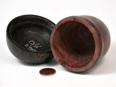 LV-2942 Wooden Acorn Jewelry, Ring Box, Pill Box Sal Burl & Black Palm-SCREW CAP