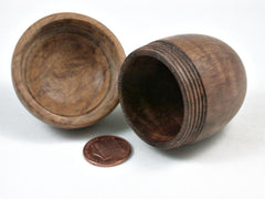 LV-2970 Curly Pyinma & Brown Malle Burl Wooden Acorn Jewelry, Ring Box, Pill Box-SCREW CAP