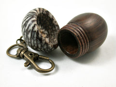 Reserved for Graham: LV-3163 True Lignum Vitae & Betelnut Acorn Box, Pill Holder, Compartment Pendant-SCREW CAP