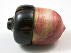 LV-3016 Flamed Box Elder & Mun Ebony Acorn Pill Holder, Ring Box, -SCREW CAP