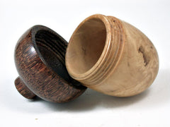 LV-2749 Coffee Burl & Coconut Palm Acorn Jewelry, Ring Box, Pill Box-SCREW CAP