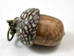 LV-3064 Olive Burl & Betelnut Acorn Box, Pill Holder, Compartment Pendant-SCREW CAP