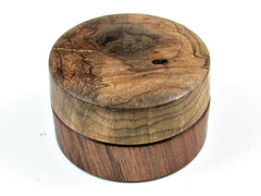 LV-2958 Redbud Burl & Tamboti Flat Pill Box, Snuff Box, Ring Holder, Trinket Box-SCREW CAP