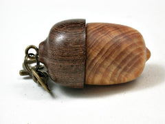LV-2871 Ponderosa Pine Burl & Brown Ebony Acorn Pendant Box, Pill Fob, Charm-SCREW CAP